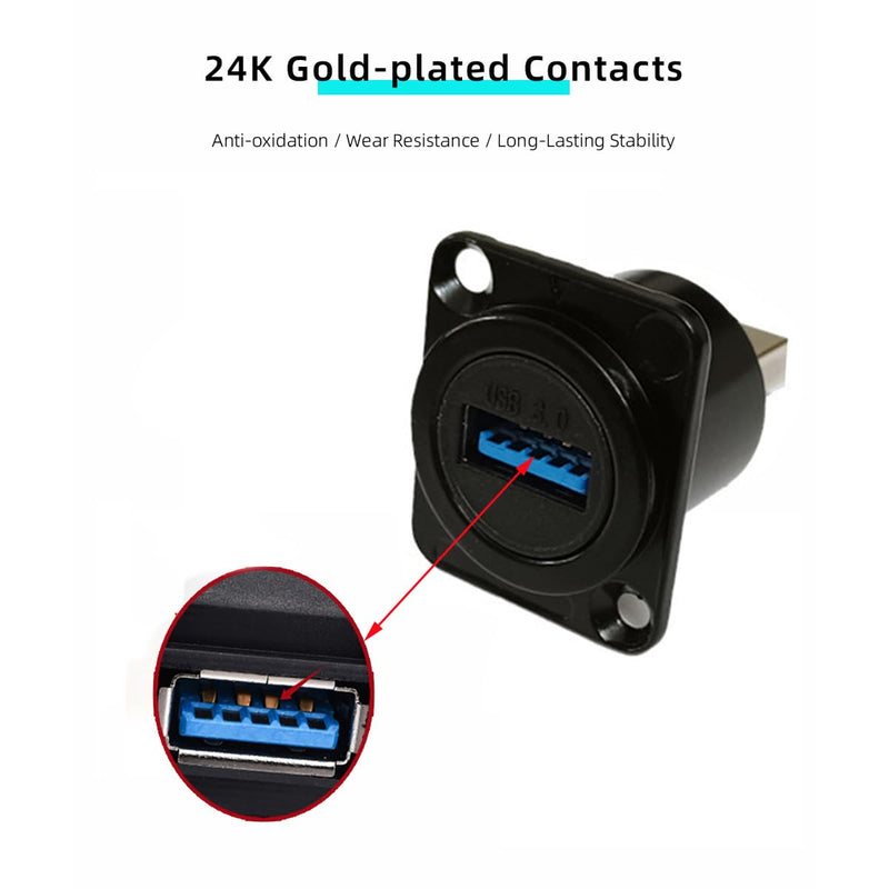 PENGLIN 2PCS USB 3.0 Panel Mount Connector, USB-A Male to Female Mount Adapter, USB 3.0 Converter Extender for PC Laptop Hard Drive Printer Camera D-type
