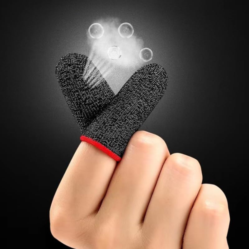 Carbon Fiber Gaming Finger Sleeves 20 Pcs, Anti-Sweat Touch Screen Gloves (red) | Breathable carbon fiber material prevents sweat and mistouches, high sensitivity for all touchscreens red