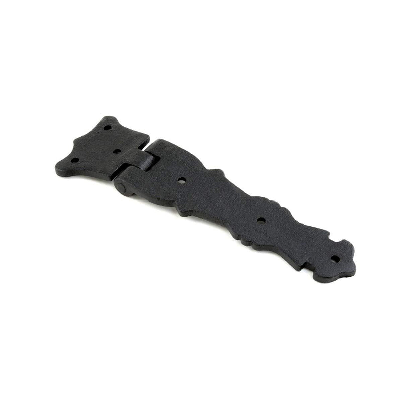Renovators Supply Manufacturing Black Wrought Iron Shed Door Hinge 5.5 in Antique Fleur De Lis Style Decorative Flush Mount Cast Iron Barn Door Shed Hinge with Hardware Pack of 3