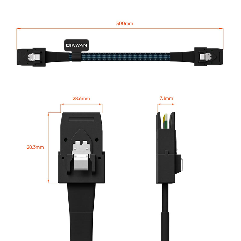 Internal Mini SAS to Mini SAS Cable, SFF8087 36 Pin to SFF8087 36Pin Data Cable Male Cord for Server, Raid Controller, SAS/SATA HBA, Data Storage System-1.6FT… 1.6FT