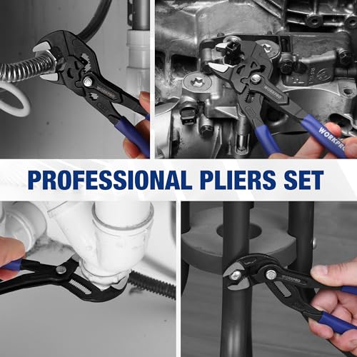 WORKPRO 2 PCS 7-Inch Pliers Wrench & Groove Joint Pliers Set, Quick Adjust 7 inch & 7 inch