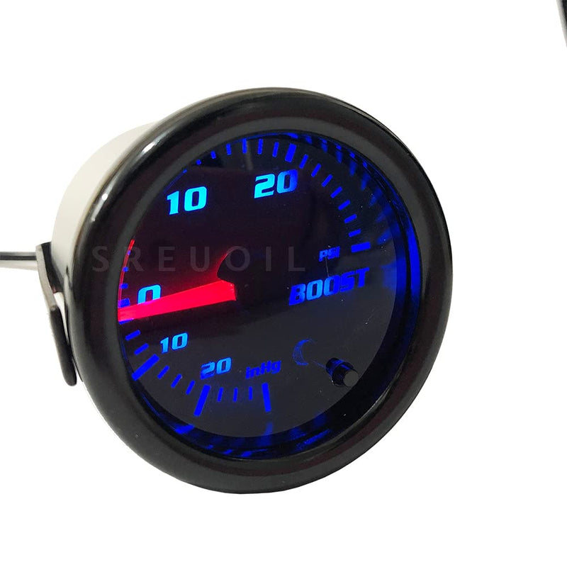 Black 52mm 2" Turbo Boost Gauge 0-30 PSI Pressure Vacuum Turbo Meter with 7 Color Tinted (Without Gauge Cup) Without gauge cup