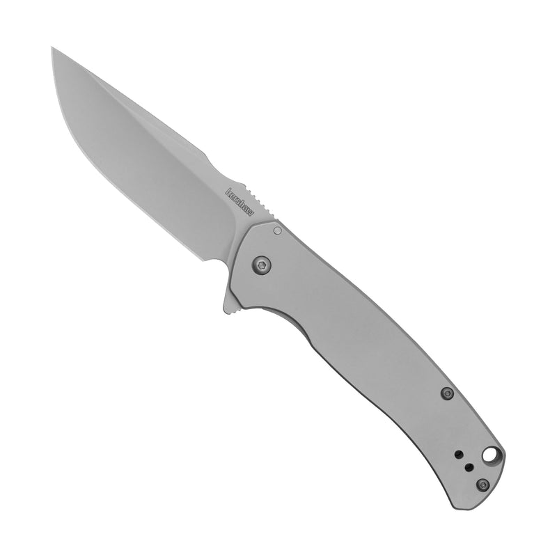 Kershaw Scour Pocket Knife, Matte Gray Design, 3.3 Inch Stainless Steel Drop Point Blade, EDC with Assisted Opening, Reversible Pocketclip, Everyday Carry Pocket Knife for Men and Women