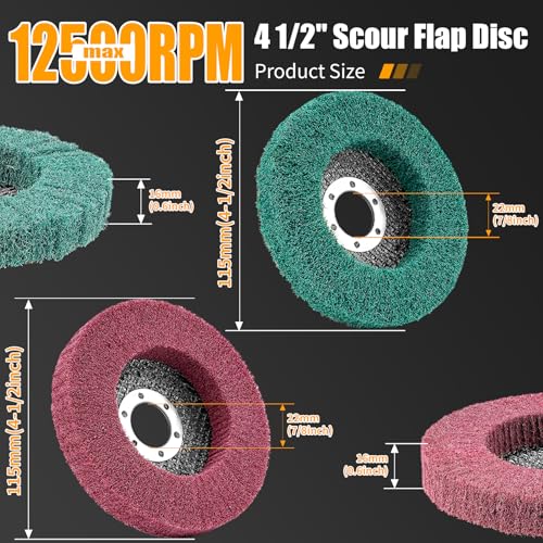 10Pcs 180 & 320 Grit Scour Flap Disc 4 1/2 Inch Angle Grinder Attachment for Metal & Wood Scouring Pads Polishing Wheel Sanding Disc Paint Rust Remover
