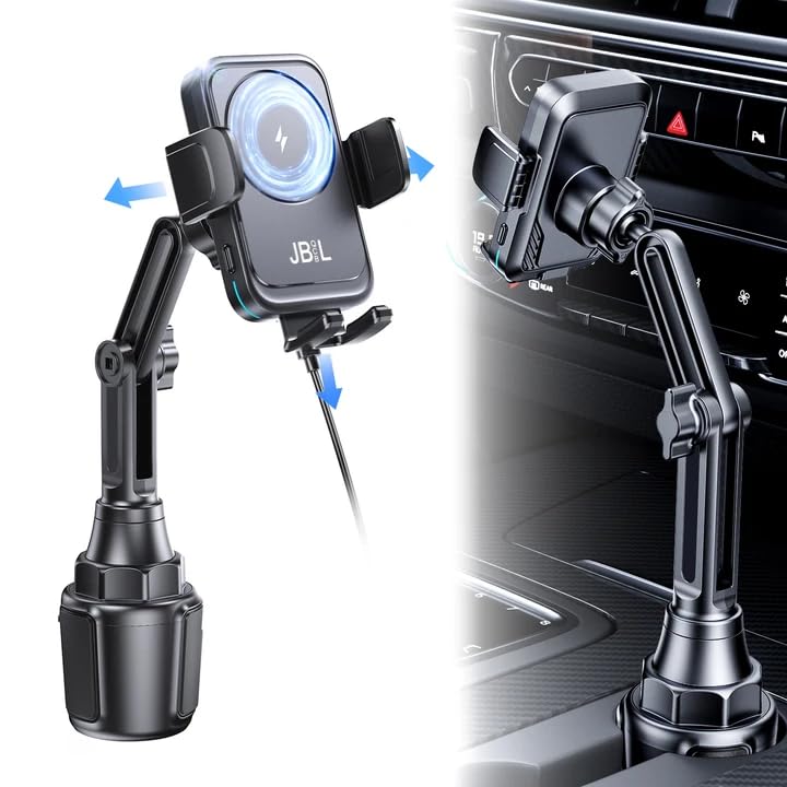 Wireless Car Charger Car Cup Phone Holder 15W Fast Charging Auto Clamping | Car Charger Dual Port PD&QC3.0 for iPhone16/15/14/13/12/11 Pro Max Xs, Samsung Galaxy S24 Ultra S23 S22 S21 S20 WX33