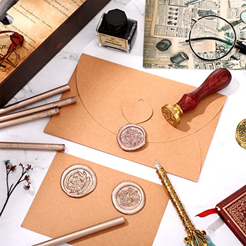 Containlol 24 Pcs Sealing Wax Sticks for Glue Gun 7 mm, Champagne Gold Champagne