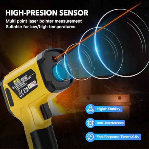 Infrared Thermometer Gun, -58°F~1472°F Non-Contact Surface Thermometer Infrared Thermometer Gun
