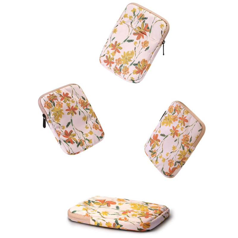 Ereader for Sleeve Case Bag for 6-7 inch Ereader Tablet Protective Cover Pouch (Beige Flower) Beige Flower