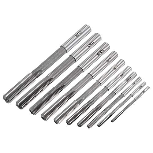 uxcell Chucking Reamer Set Lathe Machine Reamer Straight Flute Milling Cutter High Speed Steel H8 Tolerance (3mm 4mm 5mm 6mm 7mm 8mm 9mm 10mm 11mm 12mm) 10pcs