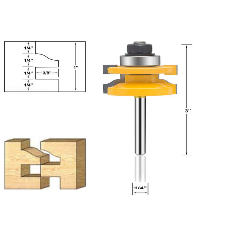 LEATBUY 1/4 Inch Shank Router Bit Set 3 PCS Round Over Raised Panel Cabinet Door Rail and Stile Router Bits Sets, Woodworking Wood Cutter, Woodwork Carbide Groove Tongue Milling Tool(AD-7) AD-7