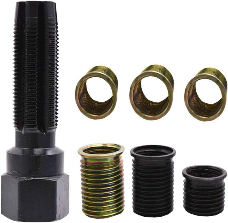 Spark Plug Repair Kit, 16Pcs Carbon Steel Spark Plug Tap Thread Repair Tools, M14 X 1.25 Rethreading Set with Portable Case