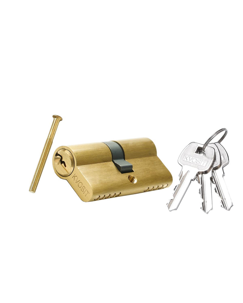 Brass Lock Cylinder with 3 Keys 63mm Double Open Cylinder Lock Storm Door Locks with 3 Brass Keys for Storage Unit Security Door (Brushed Brass, 63MM) 63MM-Double Open Brushed Brass