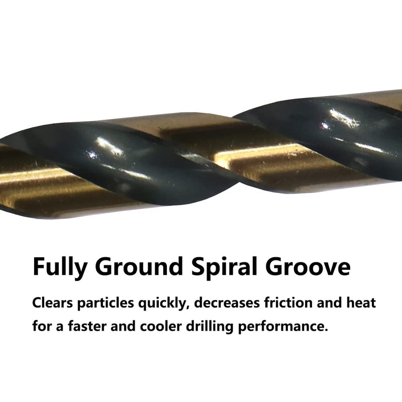 6PCS 1/2" HSS Black Gold Twist Drill Bits Set, 135 Degree Split Point, Jobber Metal Drill Bit, General Purpose for Use in Mild Steel, Copper, Aluminum, Zinc Alloy, Wood, and Plastic 1/2"(6PCS)