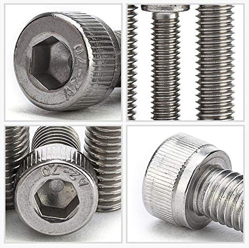 220Pcs #6-32 UNC Stainless Steel Hex Socket Head Cap Screws Nuts Assortment Kit- #6-32x 3/16" 1/4" 5/16" 3/8" 1/2" 5/8" 3/4" 7/8" 1"