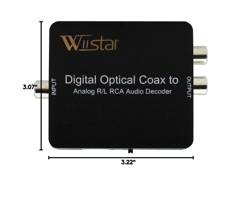 Wiistar Fiber Optical Decoder Support AC3/DTS/Toslink Coaxial Digital to Analog Audio L/R Decoder 3.5mm Earphone