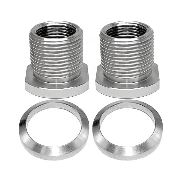 1/2x28 to 5/8x24 Thread Adapter with Crush Washer Stainless Steel (Stainless steel-6pcs)