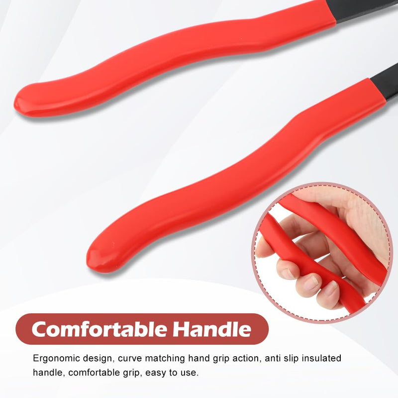 CV Boot Clamp Plier with 10PCS Stainless Steel Boot Clamps, Small and Large Stainless Steel Universal Adjustable Drive Shaft CV Crimp Clamp Collar Pliers for Most Cars
