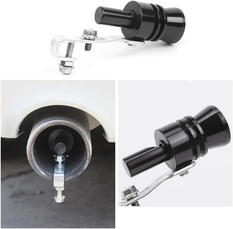 2Pcs Turbo Sound Whistle Simulator, 4.2 x 0.9 Inch Car Turbo Whistle, Aluminum Turbo Sound Whistle Exhaust Muffler Sound Booster, Black Universal Car Roar Maker Tail Pipe Whistle
