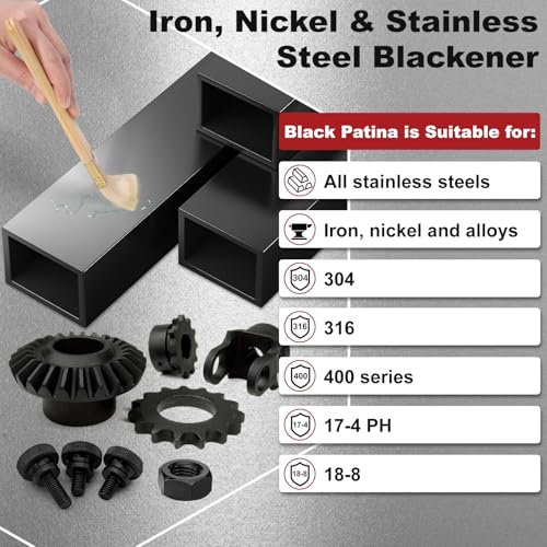 Iron, Nickel & Stainless Steel Blackener - Steel Blackening Solution for Iron, Steel, Nickel & Alloys - Traditional Patina Antique Finish - 16 fl oz