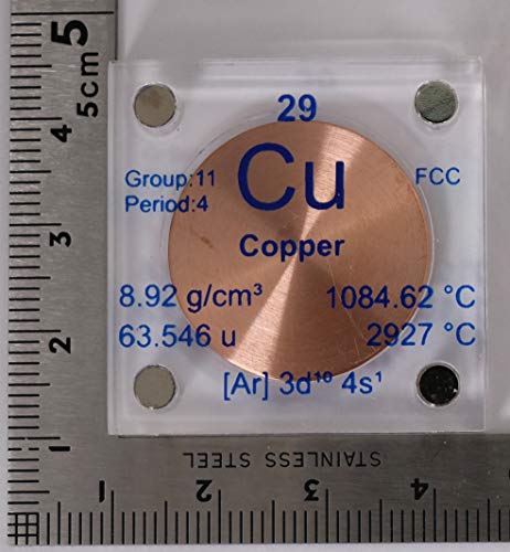 Copper (Cu) 24.26mm Metal Disc 99.9% Pure with Acrylic Case for Collection or Experiments