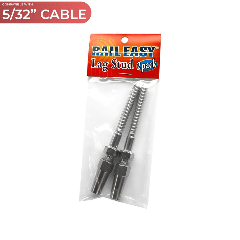 Atlantis RailEasy C0980-R004-2 Lag Stud, Right Hand Thread (5/32") - 316L Marine Grade Stainless Steel (2-Pack)