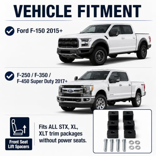Front Seat Spacer 3/4"-2.25" for F150 2015+/F250 F350 F450 Super Duty 2017+
