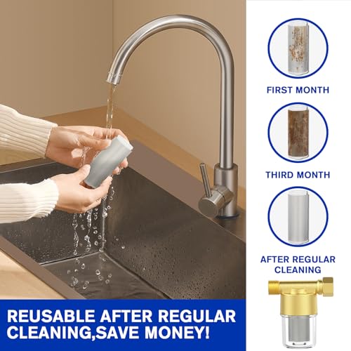 Pacify 40 Micron Brass Sediment Filter, Reusable Washer Water Filter