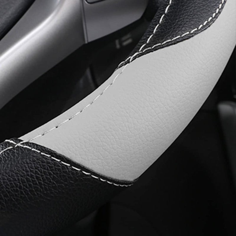 Leather Car Steering Wheel Cover, Non-Slip Car Wheel Cover Protector Breathable Microfiber Leather Universal Fit for Most Cars(Grey) Grey