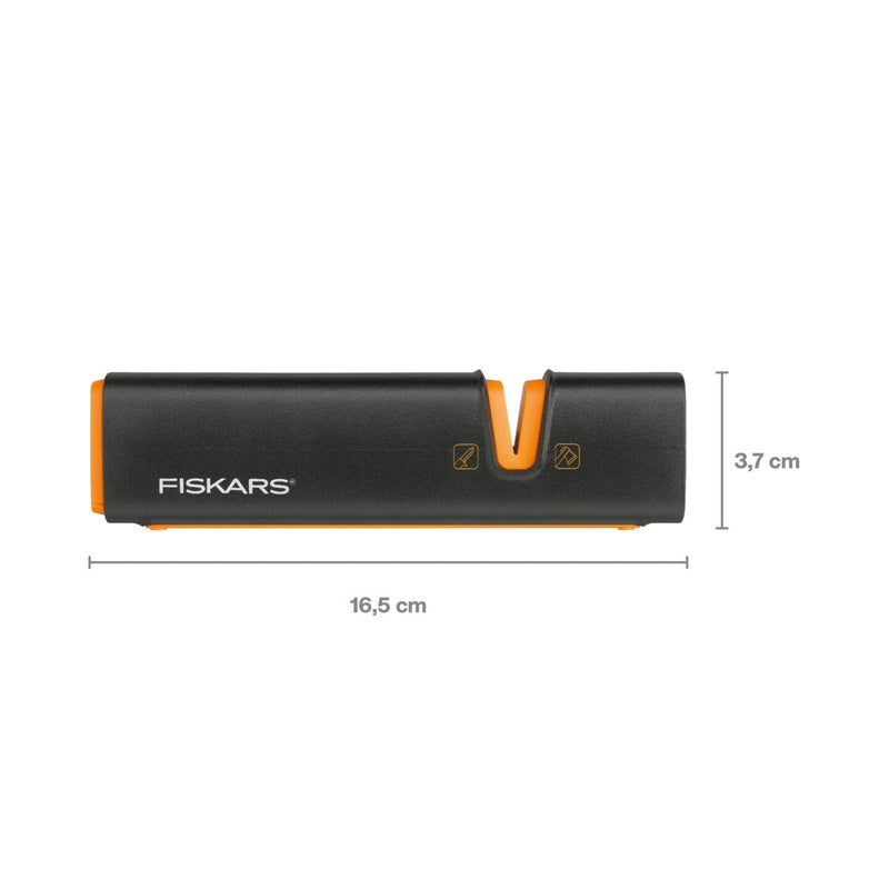 Fiskars XSharp Axe and Knife Sharpener, Ceramic sharpening stone/Fiberglass reinforced plastic case, Black/Orange, 1000601 16.5 x 3.5 x 3.7 cm