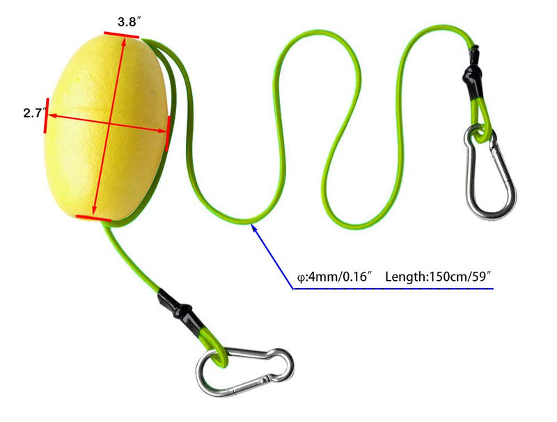 Drift Anchor Tow Throw Leash Line with EVA Buoy Float & Clip/Markers for Anchors at The Beach, Lake, or Sandbar Water Yellow 2Pcs