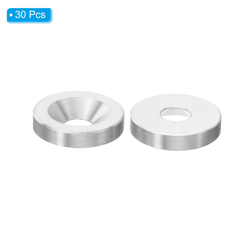 PATIKIL M8 Finish Countersunk Washer, 30pcs 25mm Dia. 5mm Tall Solid 304 Stainless Steel CNC Cup Washer Flat Screw Head Gasket for Constructions M8 x 25mm x 5mm 30