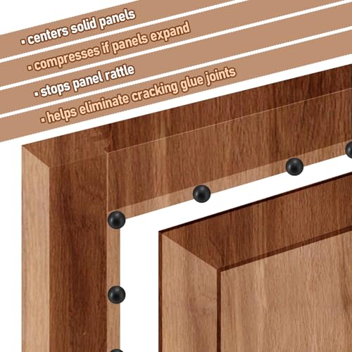 WinnerWhy 1000 Pcs Raised Panel Cabinet Door Spacers for 1/4" Groove Black Rubber Ball Stabilizers Round Rubber Spacers for Woodworking Cabinet Door Making Tools
