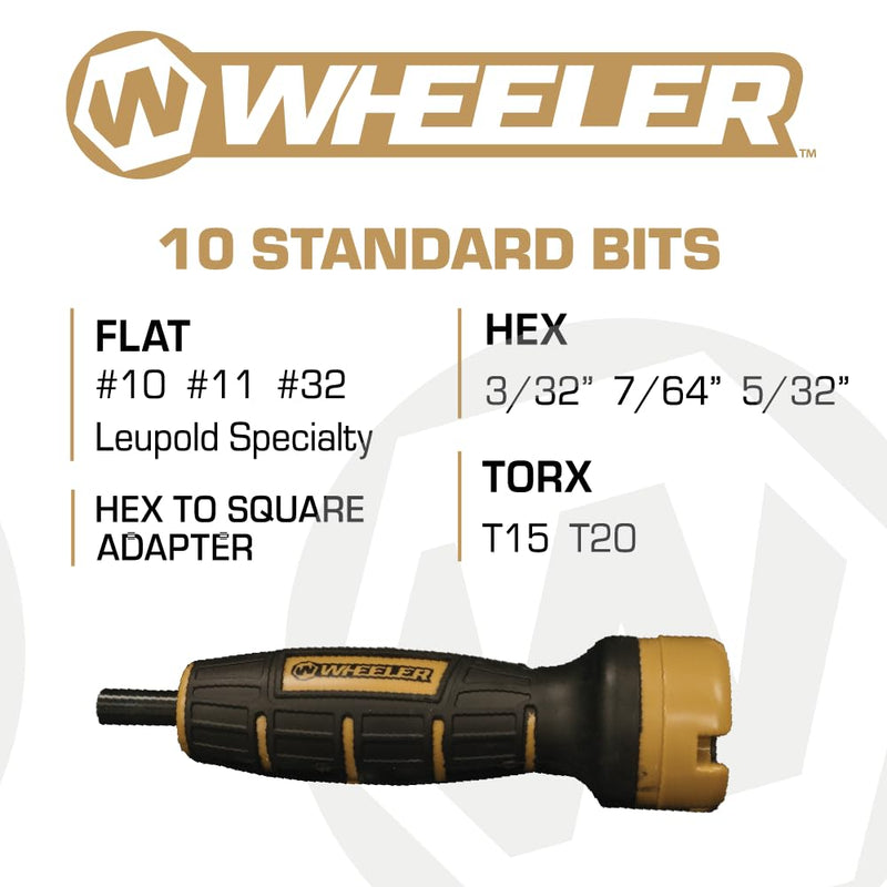 Wheeler Digital FAT (Firearms Accurizing Torque) Wrench with Interchangeable Bits and LCD Display for Firearm Maintenance, Gunsmithing, RC Vehicles, Drone, Mechanic Work, and More