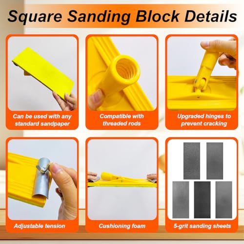 Pole Sander for Drywall, Hand Sanding Pole with Extension Handle Pole Sander Set