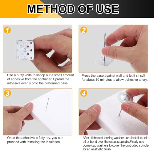PATIKIL Perforated Insulation Pins 3.9 Inch, 100 Pcs 0.8 Inch Washers Insulation Stick Pins Aluminum Round Insulation Hangers for Foam Board Wall Floor Ceiling