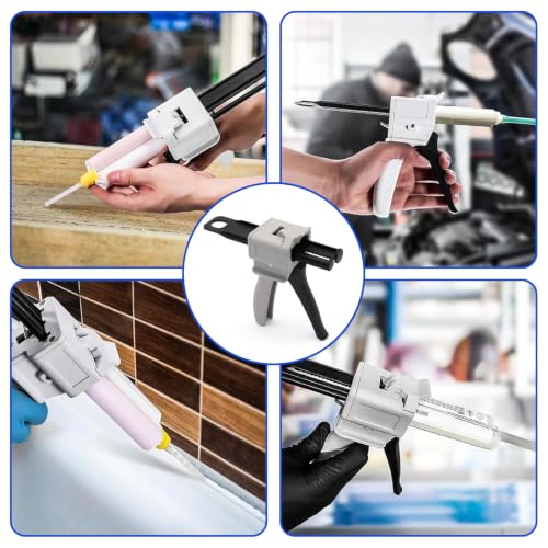 GGFOXLE 50ml Dispensing Gun, 1:1/2:1 Ratio Dispenser Glue Guns, Dual Cartridge Manual Dispenser Glue Tool, PBT Adhesive Dispensing Mixer Gun with Metal Valve, 7.5 x 2.3 x 6in