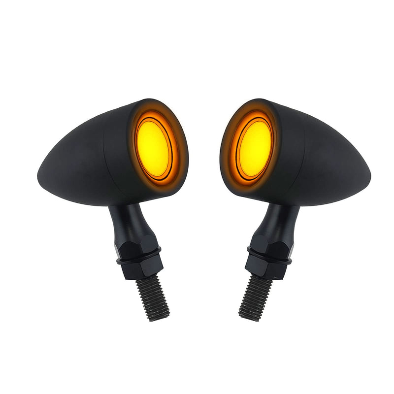 Motorcycle Turn Signals Led Tail Lights 2 Pack, Retro 40 Leds Amber Red Brake Light Rear Indicator Blinkers Universal Fits Harley Davidson Honda Kawasaki Suzuki Triumph Yamaha (Matte Black) 2052-2PCS-REAR-BK