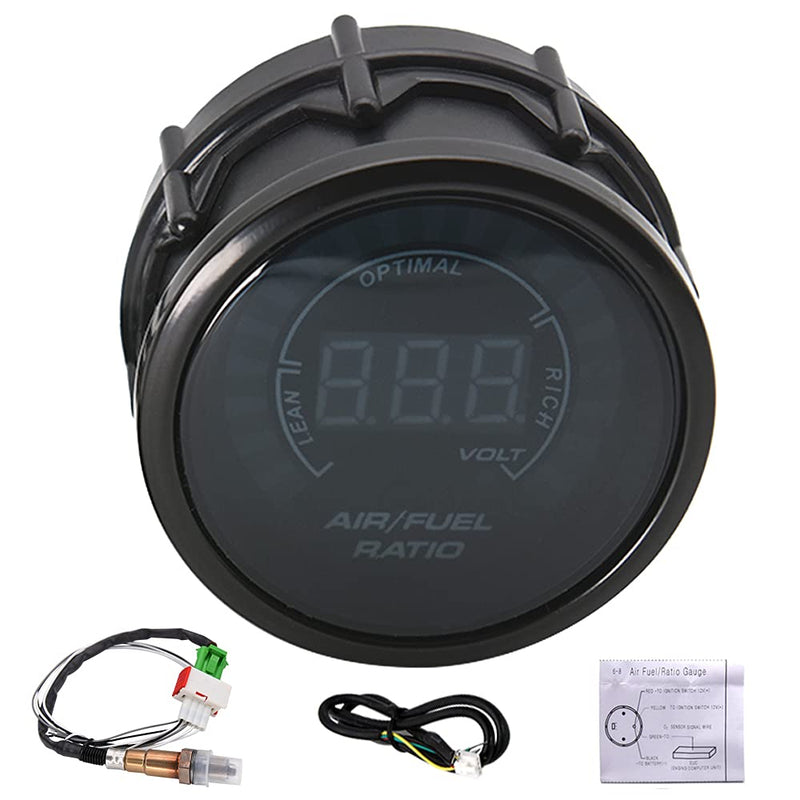 ARTILAURA 2-1/16" 52mm Air/Fuel Ratio Gauge LED Digital Display with Narrowband O2 Oxygen Sensor Car Gauge for 12V Car