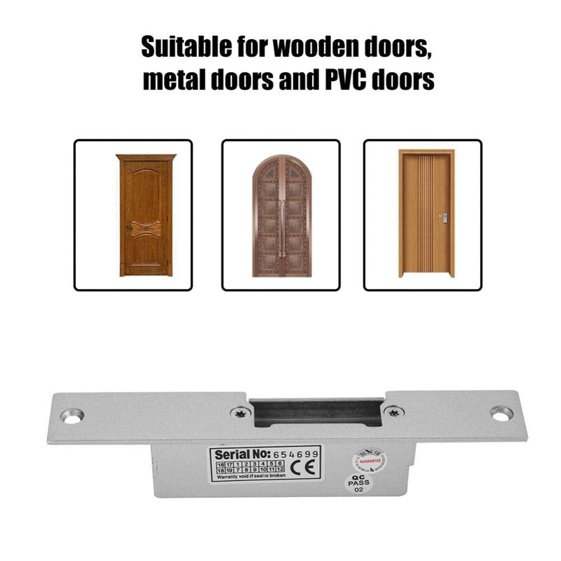 Bewinner Electric Locks, Door Access Control Electric Strike Lock NC/NO Cathode,Can Withstand 500Kg Thrust Shock,Electric Magnetic Lock for Wood Metal Door(NO Electric Strike)