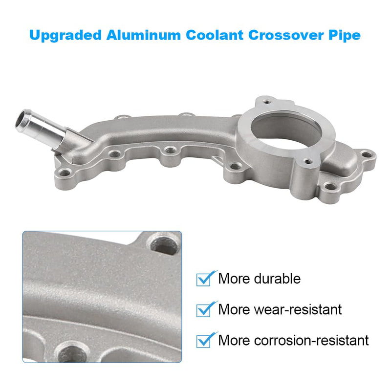 Aluminium Coolant Crossover Water Outlet Compatible with 2011-2021 Chrysler Town & Country 200 300 Dodge Charger Durango Grand Caravan Journey Jeep Cherokee Ram 1500, Replacement for 5184653AF