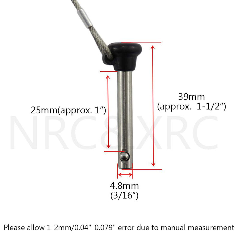 Stainless Bimini top Dia 3/16" Pull pins Length 1.5", Usable Length 1", Bimini Top Pin, Marine Hardware Bimini Top Pin, Marine Hardware 4 Pack 4PCS