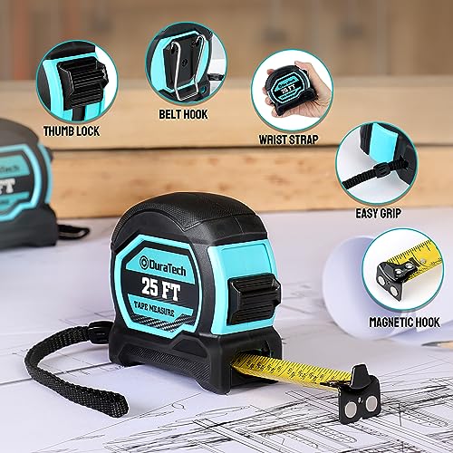 DURATECH 25FT Magnetic Double-Sided Tape Measure, Easy Read Measuring Tape 25 FT 1 Pack