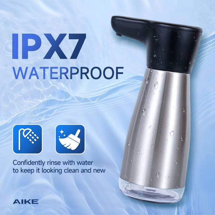 AIKE Magnetic Charging Waterproof Automatic Soap Dispenser for Liquid Soap Spot Resist Stainless Finish 14fl.oz. Model AK1337 Brushed Stainless Steel Finish