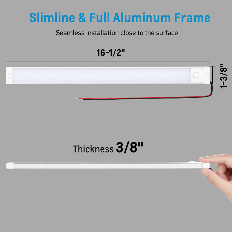 acegoo RV Interior LED Light Bar 12V LED Light Strip for Motorhome Camper Trailer Kitchen Countertop Under Cabinet Lighting, Integral Dimmer Switch & Red Night Light (Warm White, 16.5 inch) Warm White 16.5 Inches