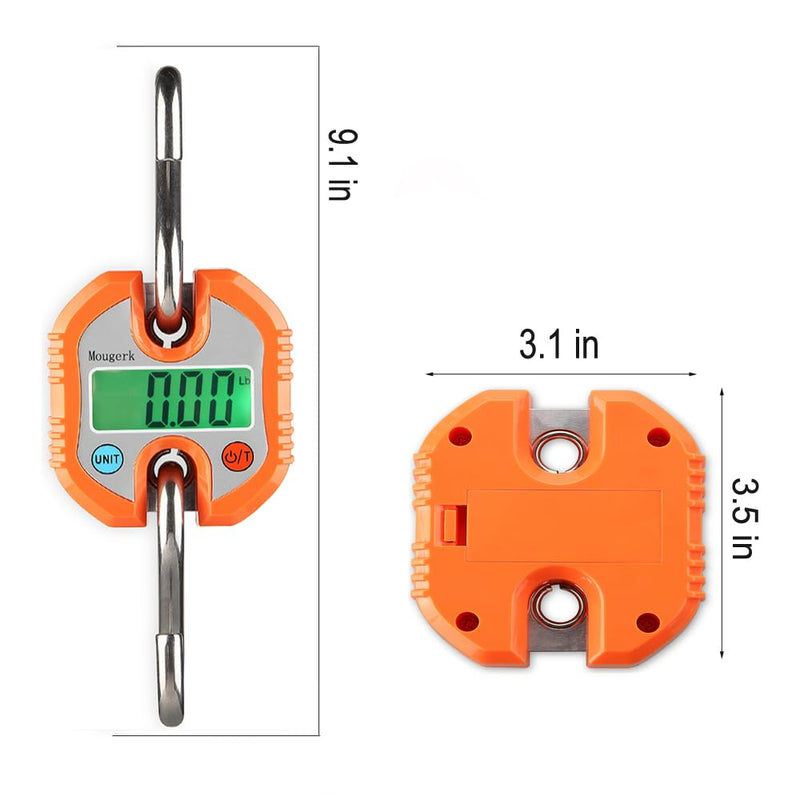 Digital Hanging Scales Portable Heavy Duty Crane Scale 150 kg 300 lb 2 AAA Batteries(Not Included)) (Orange) Orange