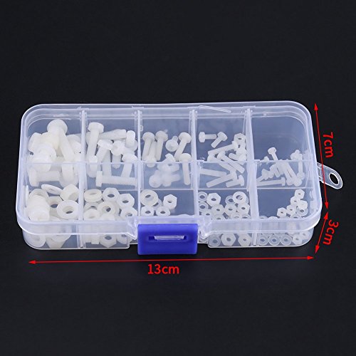 150pcs Plastic Screws Nylon Screws Bolts and Nuts Washers Fastener Assortment Kit in Box Plastic Fasteners M2 M2.5 M3 M4 M5