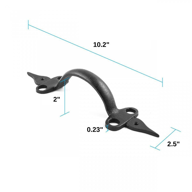 Renovators Supply Manufacturing Door Pull Spear Black Wrought Iron 10-1/2 in. Cabinet Handle Single Unit Black Spear 10.5" Pack of 1