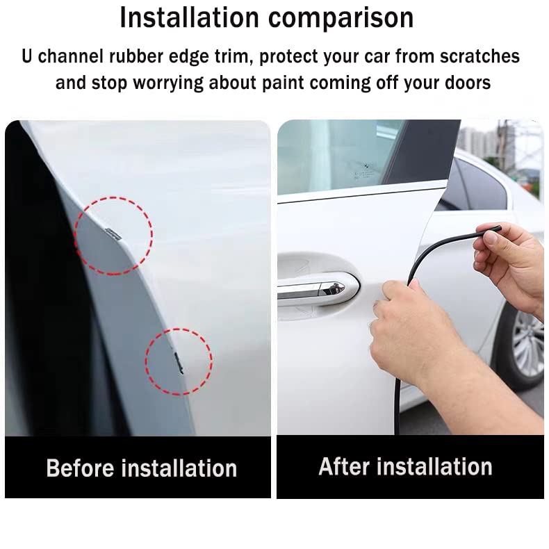 Car Door Edge Guards Self Adhesive Rubber U Channel Edge Trim Metal Edge Protection Guard for Most Car Doors, Hatches, Lockers, Panels (5Ft, Black) 5 Feet