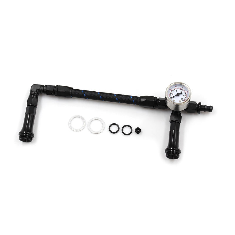 Braided AN6 Dual Feed Carb Fuel Line Double Pump for Holley 4150 Carburetor with vacuum pressure gauge