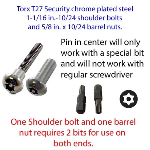 Harris Hardware Chrome-Plated Torx Security Fastener Pack for 1-Inch Panels, Includes Bits